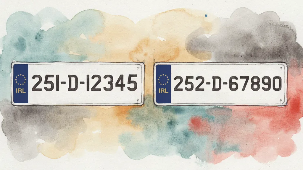 Illustration comparing two Irish plates side by side, one reading 251 and the other 252